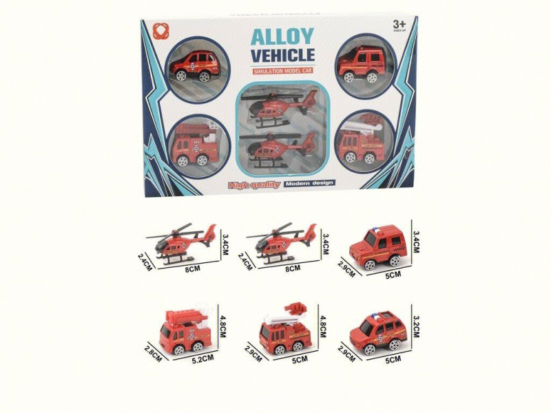 6 Pieces Of Sliding Fire-Fighting Alloy Vehicles