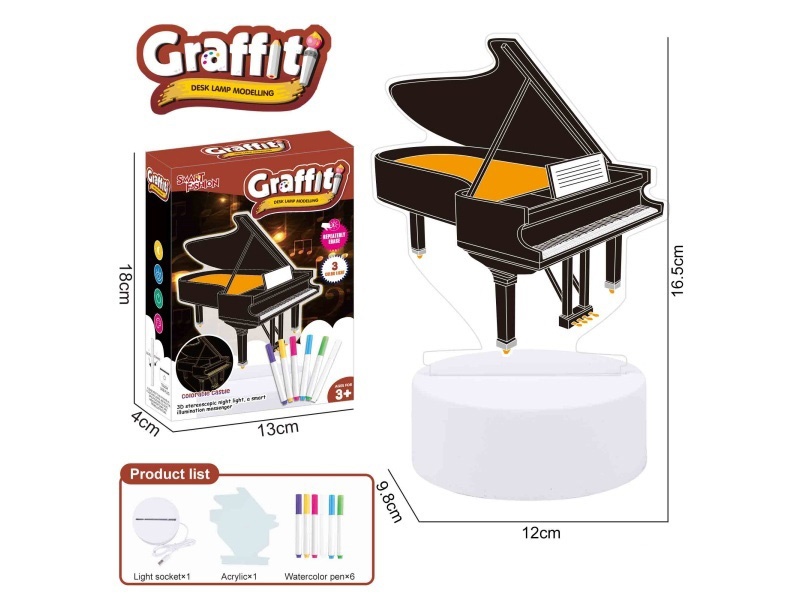 Diy Painted Night Light (Piano, 6 Watercolor Pens)