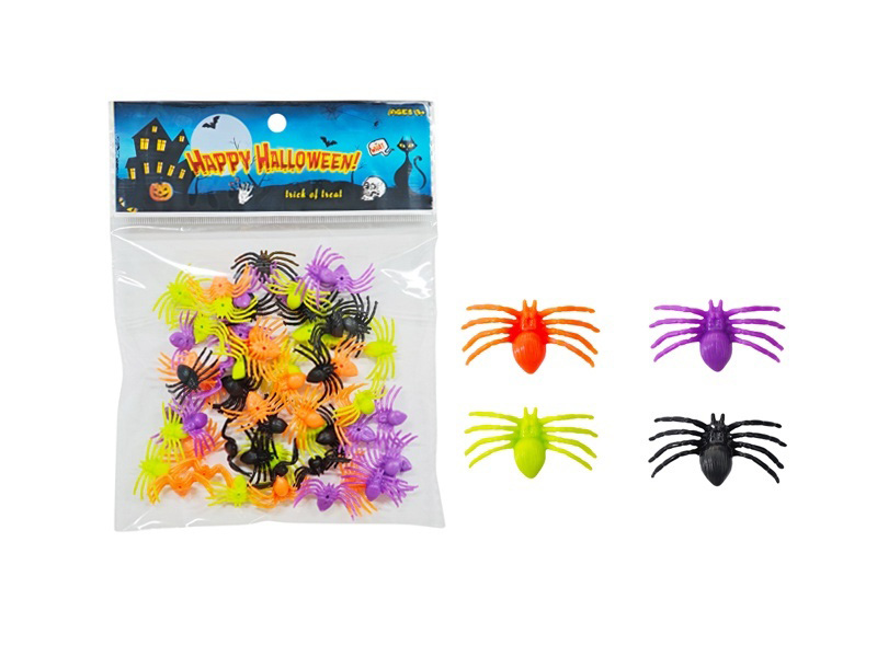60 Pieces Of Halloween No. 3 Colored Spider