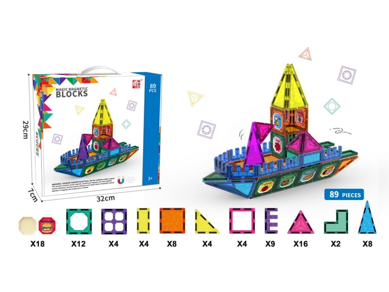 7.5CM Magnetic Building Blocks - Steamship 89PCS