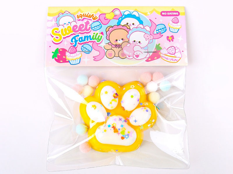 Jelly Kneading Fun Double-Color Large Cat Paw Sequins + Hairballs + Card Heads