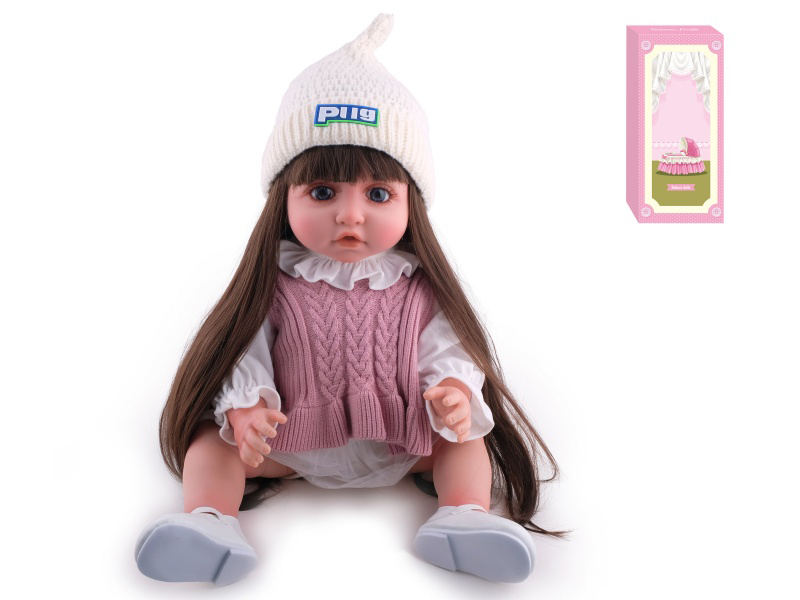 55cm Soft Plastic Reborn Doll(Wig Sheath) With Feeding-Bottle, Magnetic Pacifier, Diaper, Birth Card