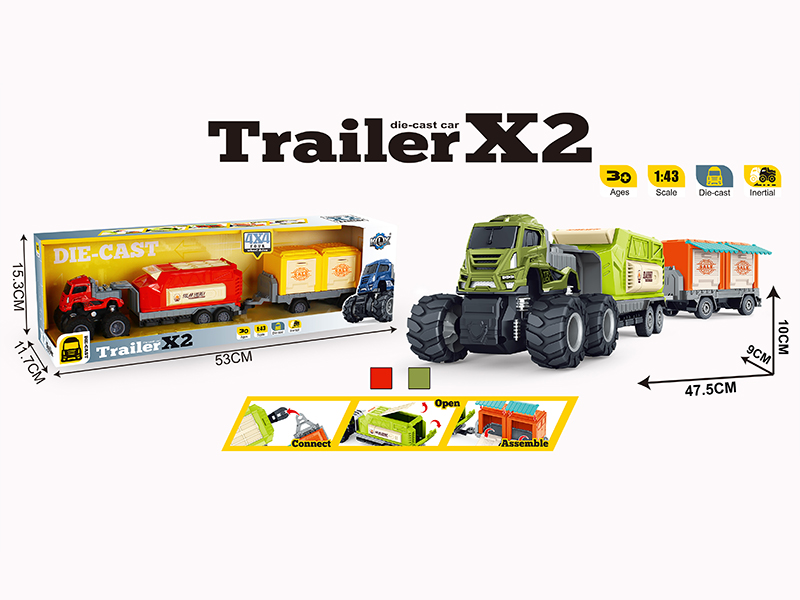 4WD Friction Alloy Double Trailer