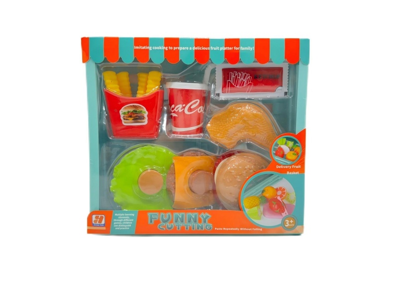 Simulation Wooden Frame Hamburger House Game Set, 18 Pcs