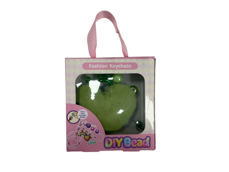 Diy Beaded Plush Heart-Shaped Mountain Climbing Buckle Bag Pendant (Fresh Green Style)