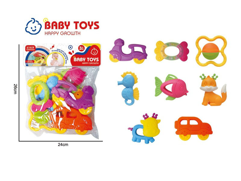 8-Piece Set Of Cartoon Educational And Soothing Baby Teething Toys