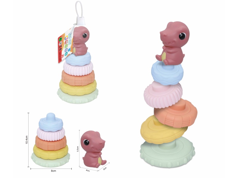 Soft Plastic Dinosaur Stacking Toy 6pcs