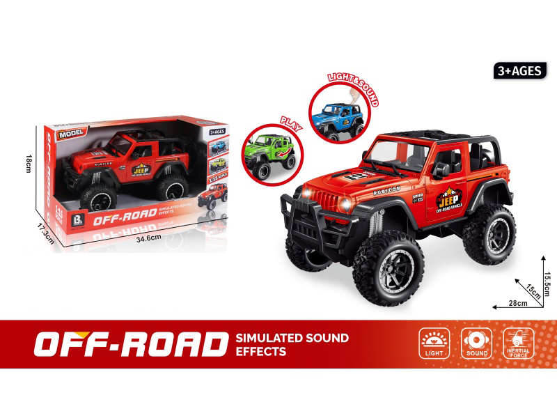 1:15 Sound And Light Inertial Door-Opening Off-Road Vehicle - Red (Battery Not Included :3*Aaa)