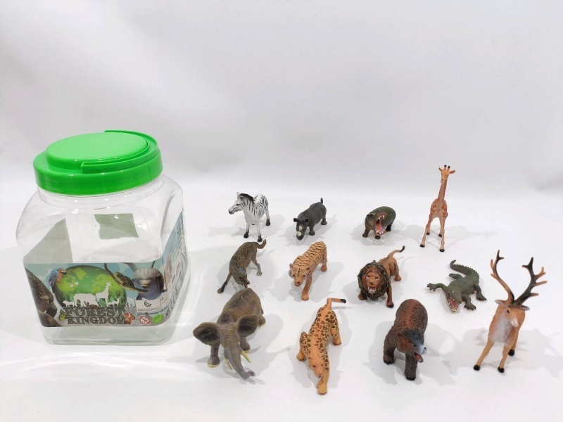 Twelve Solid Painted Wild Animals