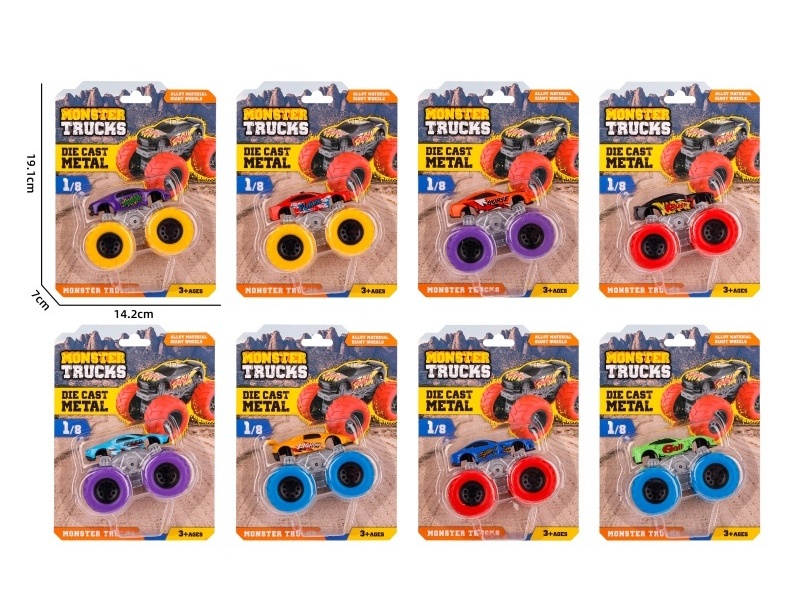 1:64 Large Wheel Double Inertia Alloy Vehicle (8 Models Mixed)