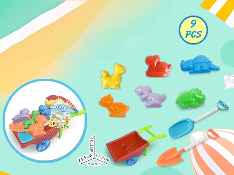 Three-Wheeled Vehicle With Dinosaur Beach Accessories (9 Pieces)