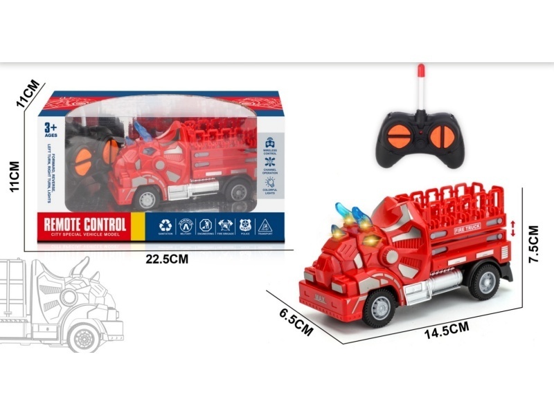 Four-Way Triceratops Remote-Controlled Lifting Fire Truck
