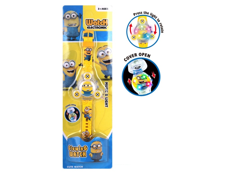 Three-Headed Minion Rotating Light Music Watch