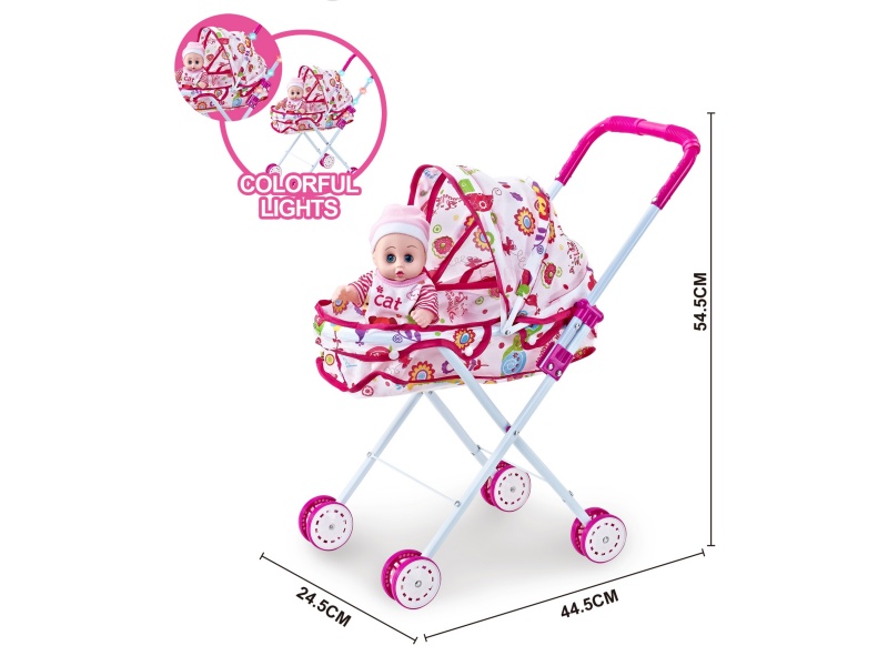 A Dazzling Illuminated Iron Trolley With A 10-Inch Empty Musical Boy