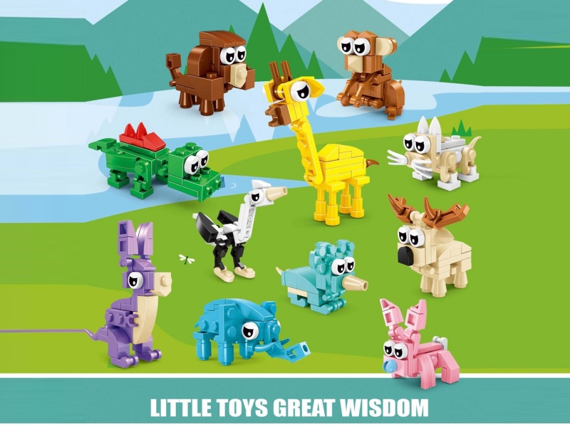 Three Transformations Animal 12Pcs Per Box Diy Assembly Small Particle Building Blocks Animal Assembly Animal Building Blocks Small Building Blocks Educational Toys
