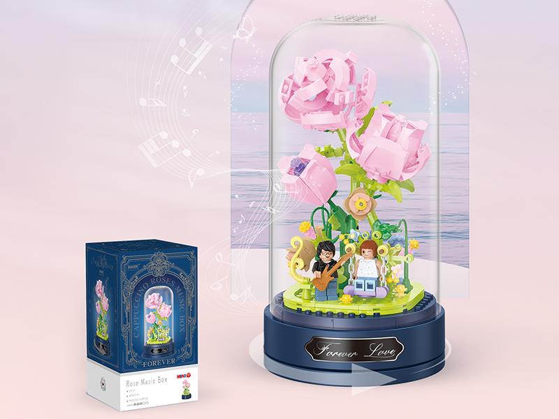 Pink Rose Music Box Building Blocks 335pcs