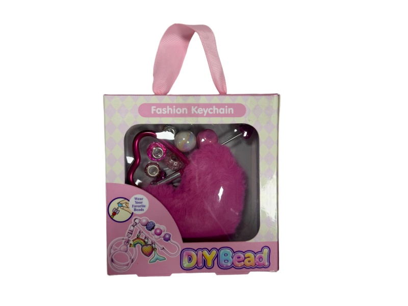 Diy Beaded Plush Heart-Shaped Mountain Climbing Buckle Bag Pendant (Fashionable Rose Red Style)