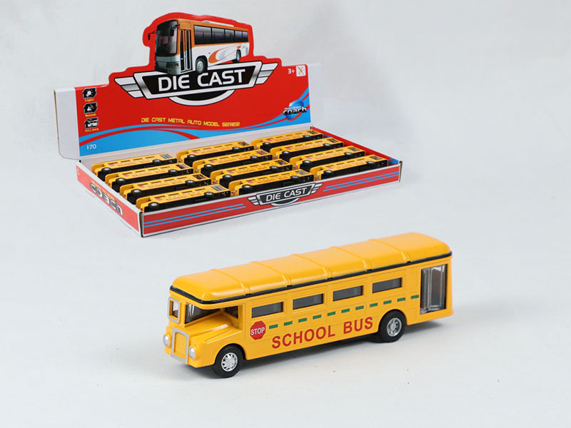1:90 Pull Back Alloy London Single-Decker School Bus, Can Open The Door(12PCS)