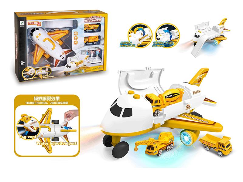 Transformation Engineering Airplane With Lights And Music, Spray(2 Alloy Cars)