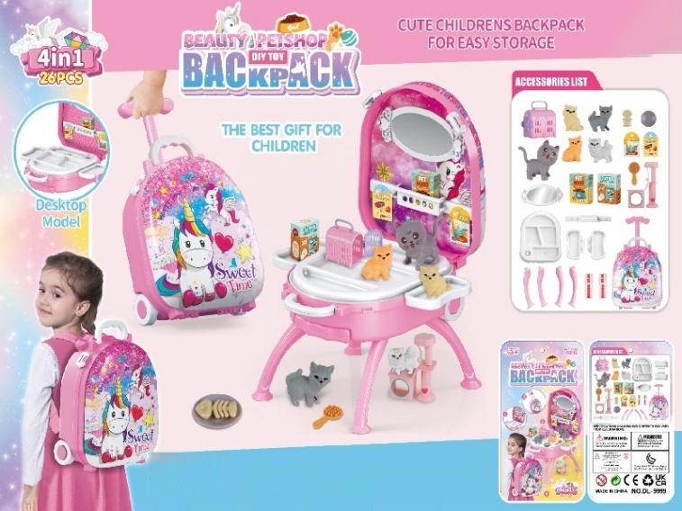 Unicorn 4-In-1 Hand-Held Handle Pet Cat Alloy Backpack Set