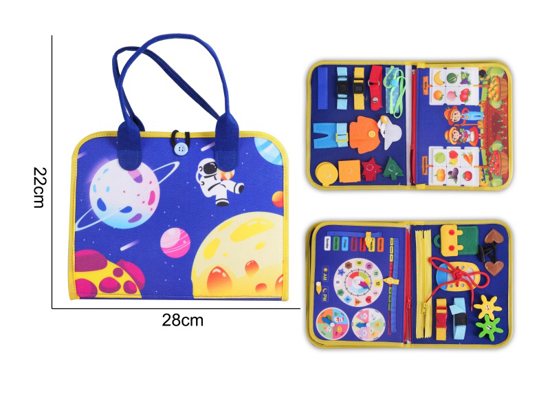 Montessori Early Childhood Education And Intelligence Development - Felt 3-Page Gem Blue Fruit Farmer Busy Edition