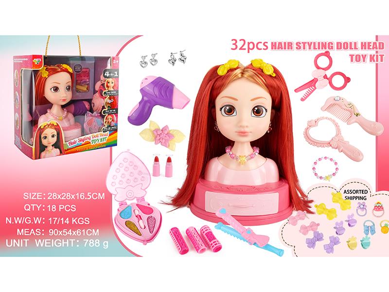 25pcs Hair Styling Doll Head Toy Kit