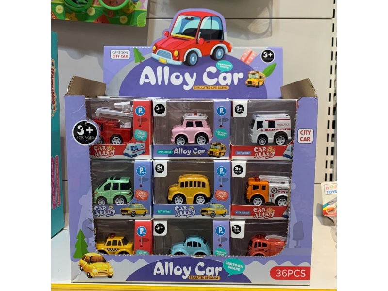 Alloy Pull Back Cartoon Car Engineering Car 36 Only Installed Display Box