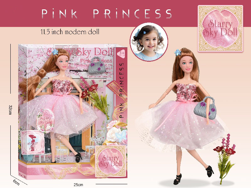 11.5-Inch 11-Joint Pink Diamond Princess - With Hairpin *1 Realistic Bouquet Plastic Bag