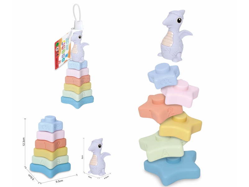 Soft Plastic Dinosaur Star Stacking Toy 7pcs