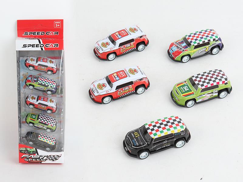 5pcs Pull Back Iron Car(Fire Engine,Police Car)