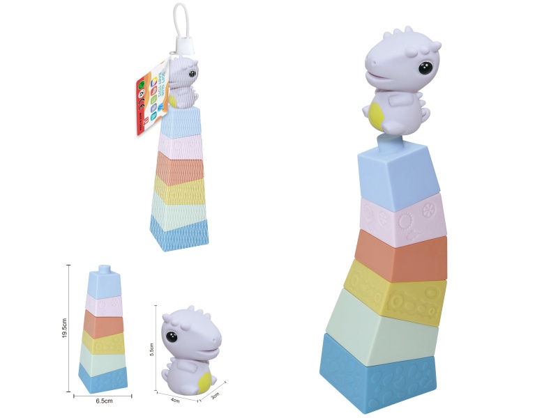 Soft Plastic Stacked Tower Finger Doll Set(Dinosaur) 7pcs