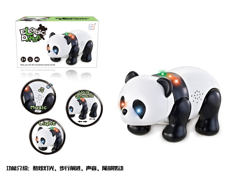 Electric Crawling Panda, With Lights And Sounds, (Monochrome).