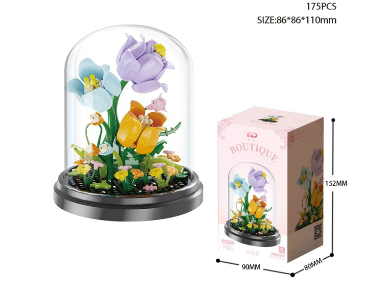 Colorful Flowers Building Blocks(With Transparent Cover + Black Base)175PCS
