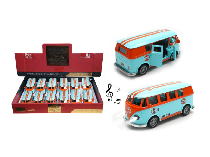 1:36 Huili Alloy Car Model - Bus With Lights And Music Bay Version