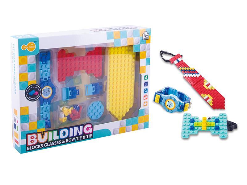 DIY Building Block Watch & Bow Tie & Tie With Small Particles Building Block 18PCS