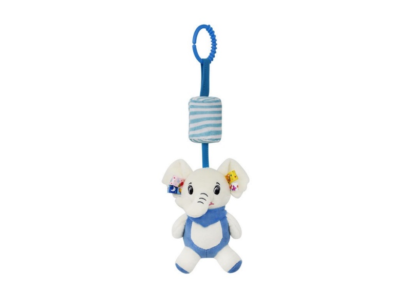 Blue Elephant Baby Soothing Bell Plush Pendant