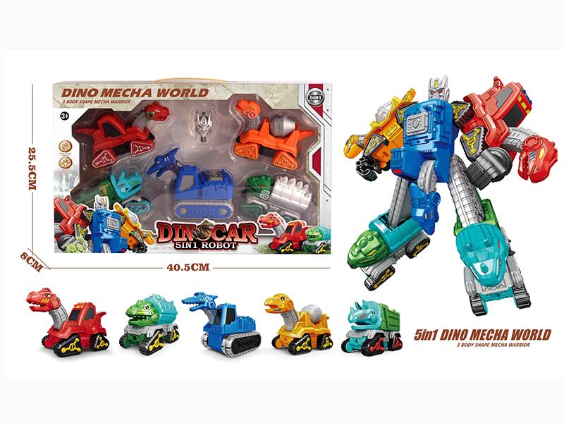5 In 1 Dinosaur Mecha Pull Back Cars