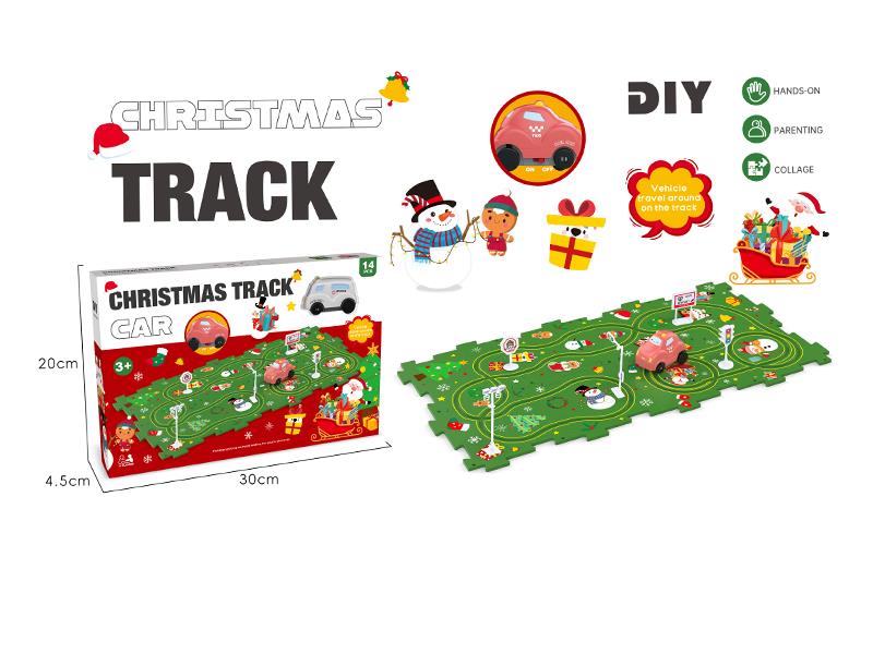 DIY Christmas Theme Puzzle Track Car(14PCS)