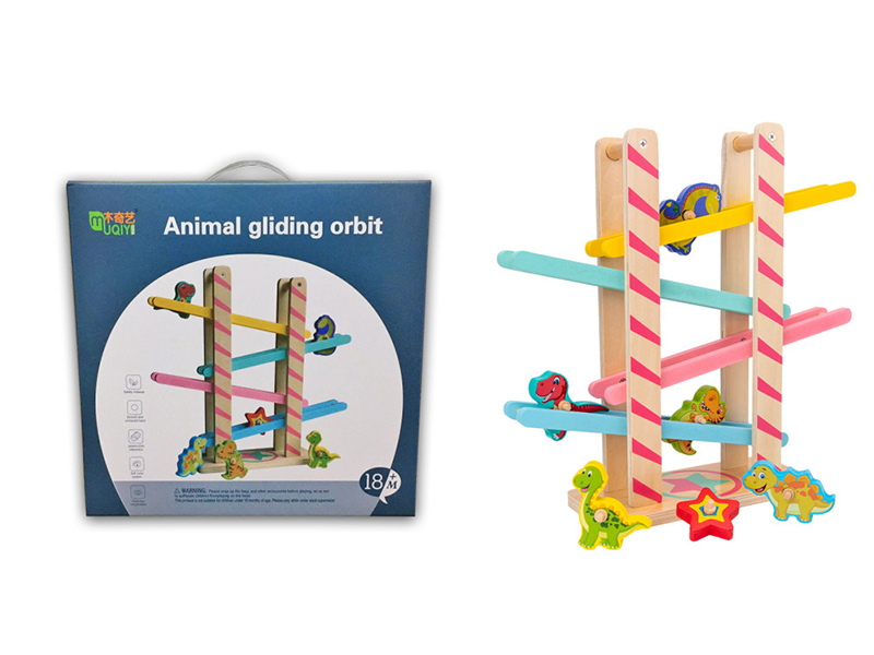 Wooden Dinosaur Gliding Track Car