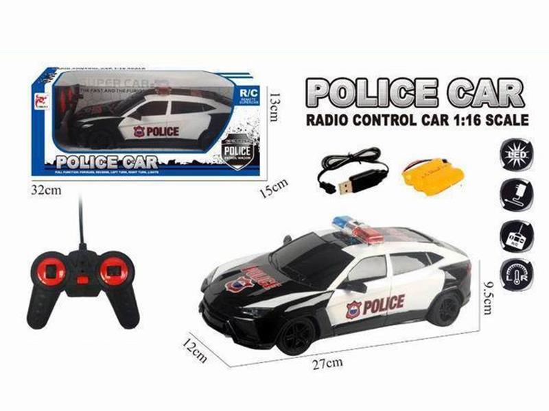27Mhz 1:16 4-Channel Remote Control Simulated Police Car With Lights(Including Batteries)