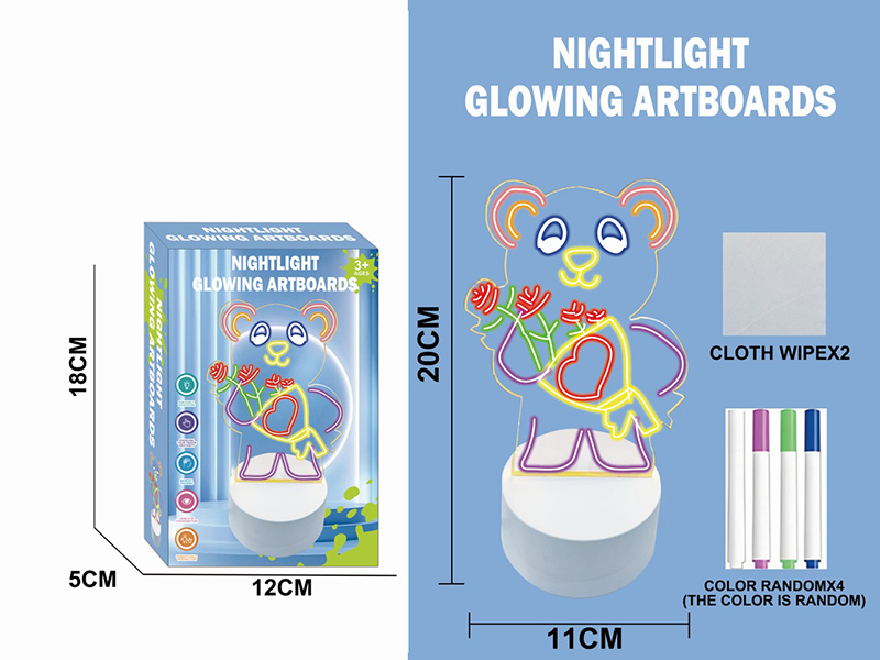 Night Light Glowing Artboard - Bear