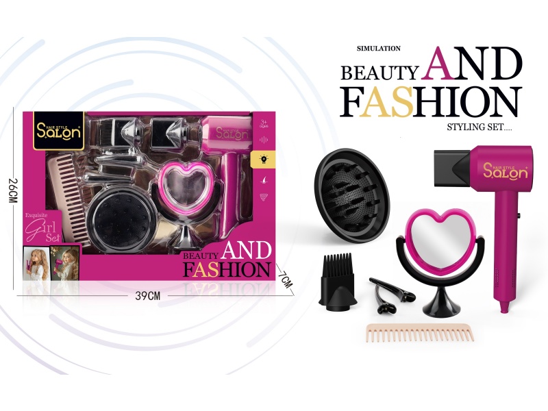 Diy House Play Accessories Simulation Salon Hair Care Tools Electric Hair Dryer Set 8 Pcs