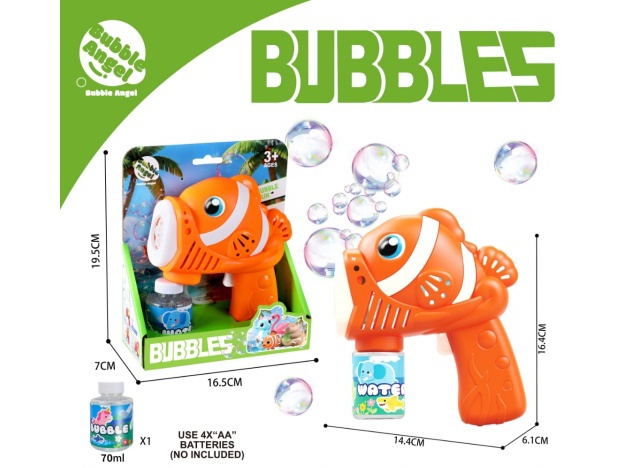Orange Clownfish Bubble Gun With Light
