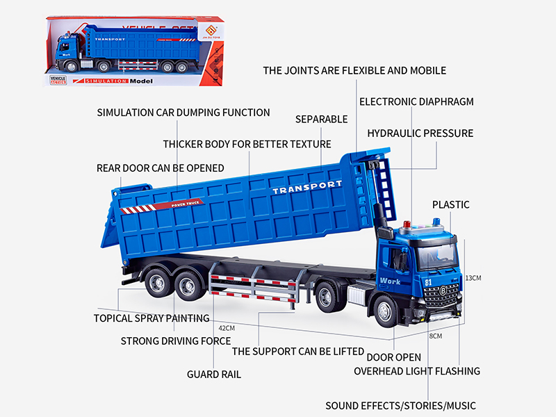 Extended Version Multifunctional Friction Plastic Dump Truck Model
