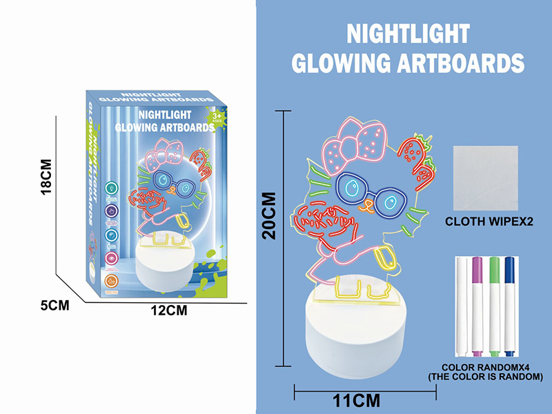 Night Light Glowing Artboard - Cat