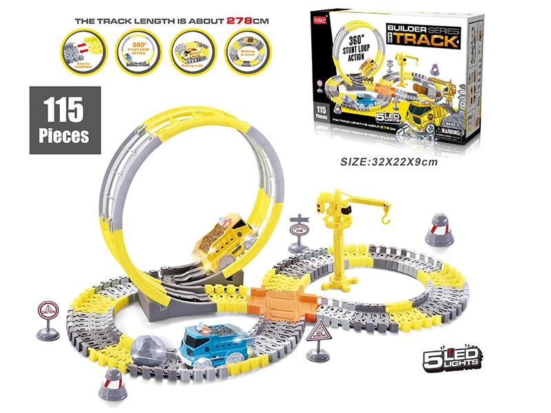 Electric Engineering Car 360° Rotating Track With Lights 115PCS(Not Included Batteries)