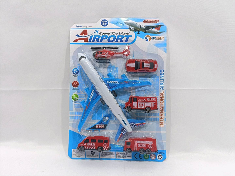 Pull Back Airplane + Slide Fire Engines 5pcs