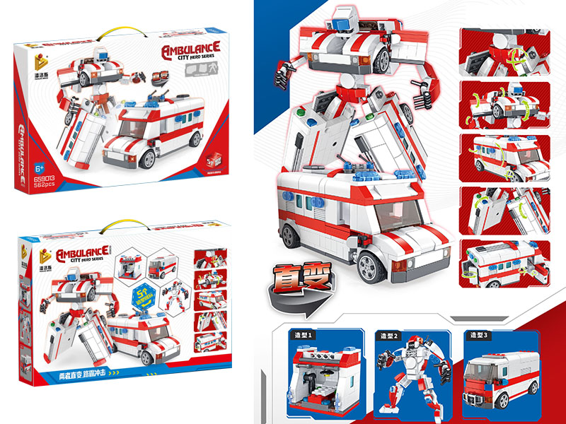 Small Particle Building Blocks - Ambulance City Hero Series 562pcs