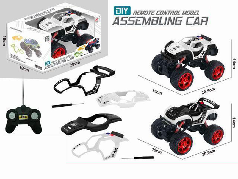 27Mhz 1:16 4-Channel Remote Control DIY Assembling Off-Road Police Car(Not Included Batteries)
