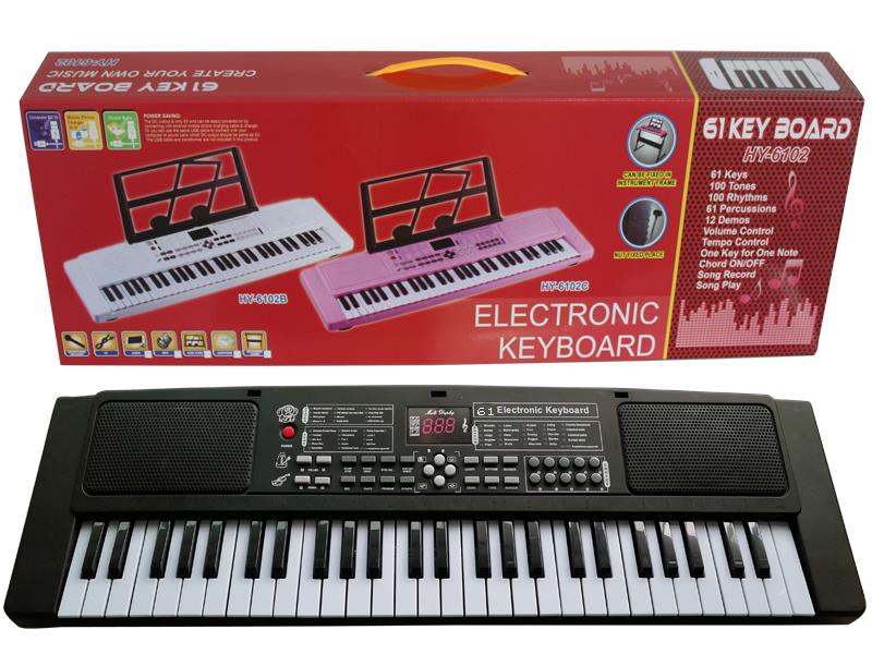 61 Keys Dual Speaker Electronic Organ(Black, With USB, Microphone)